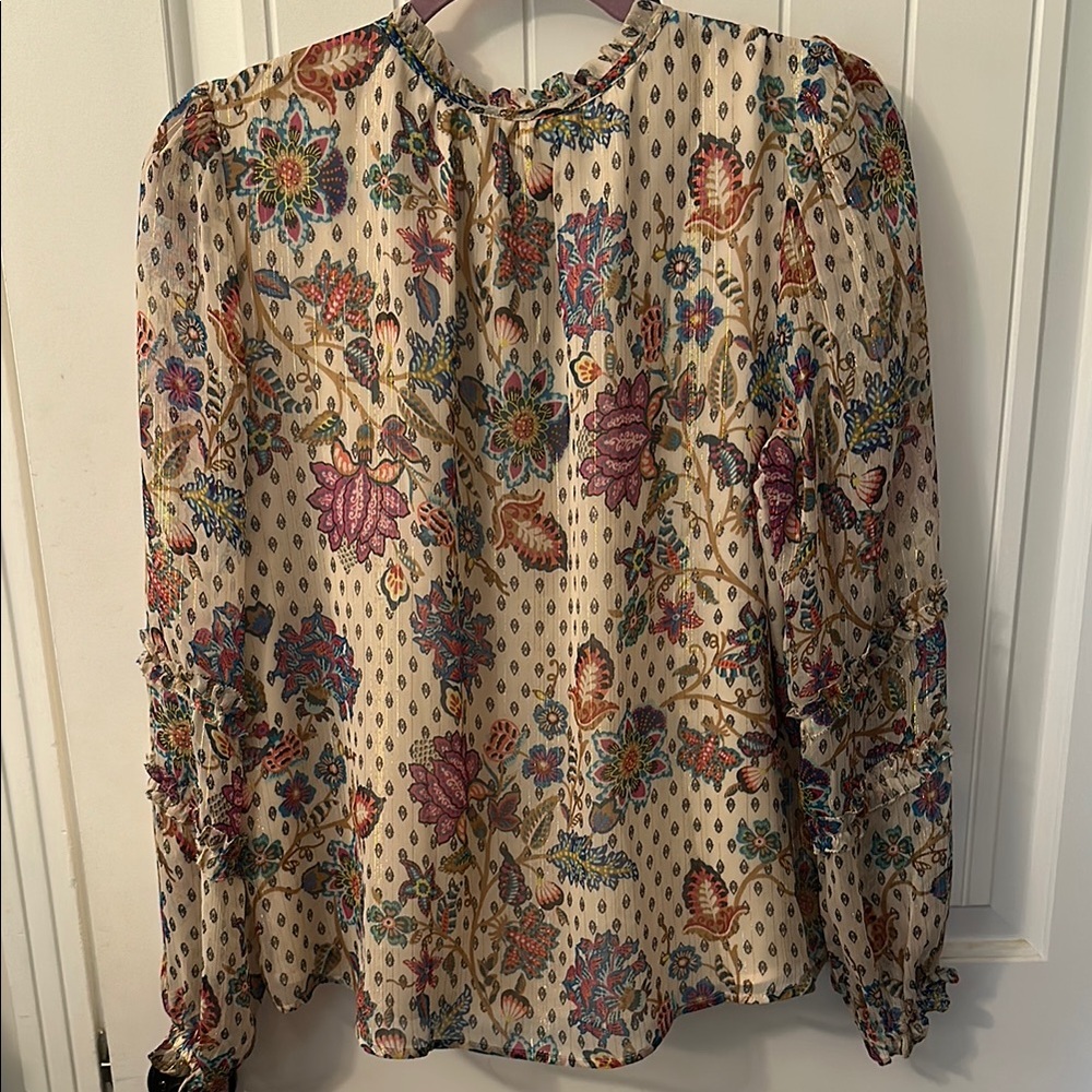 Source Unknown Pink and Red Ruffled Long Sleeve Blouse - Picture 2 of 3